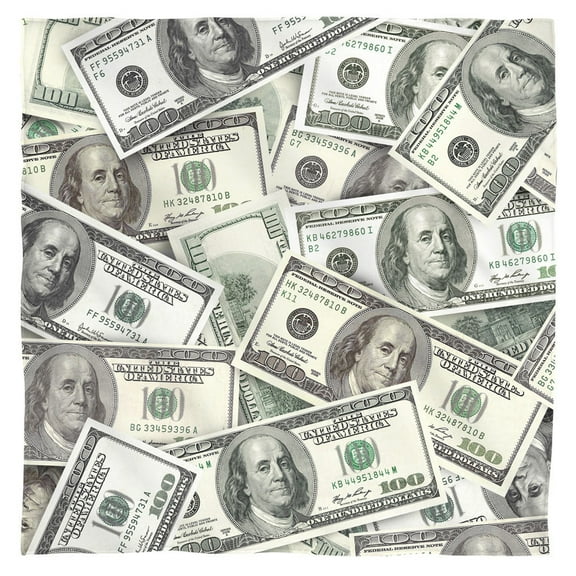 - Hundred Dollar Bills - Bandana - 22" x 22"