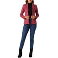 thumbnail image 2 of BLAZER DE TRABAJO DE MANGA LARGA CON CINTURÓN DE SUEDE SINTÉTICO PARA MUJERES INSPIRE CHIC TALLA M ROJO OSCURO, 2 of 6