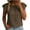 Brown40, variant on Cute Tops for Women Crew Neck Gathered Ruffle Flutter Short Sleeve Blouse, Solid Cotton Linen Blend Casual Top, Loose Fit Summer Tee Shirt Womens Summer Tops