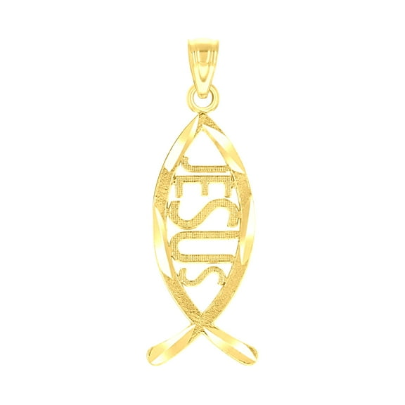 10k 10kt Yellow Gold Diamond-cut Unisex Jesus Christian Religious Charm Pendant for Men Women
