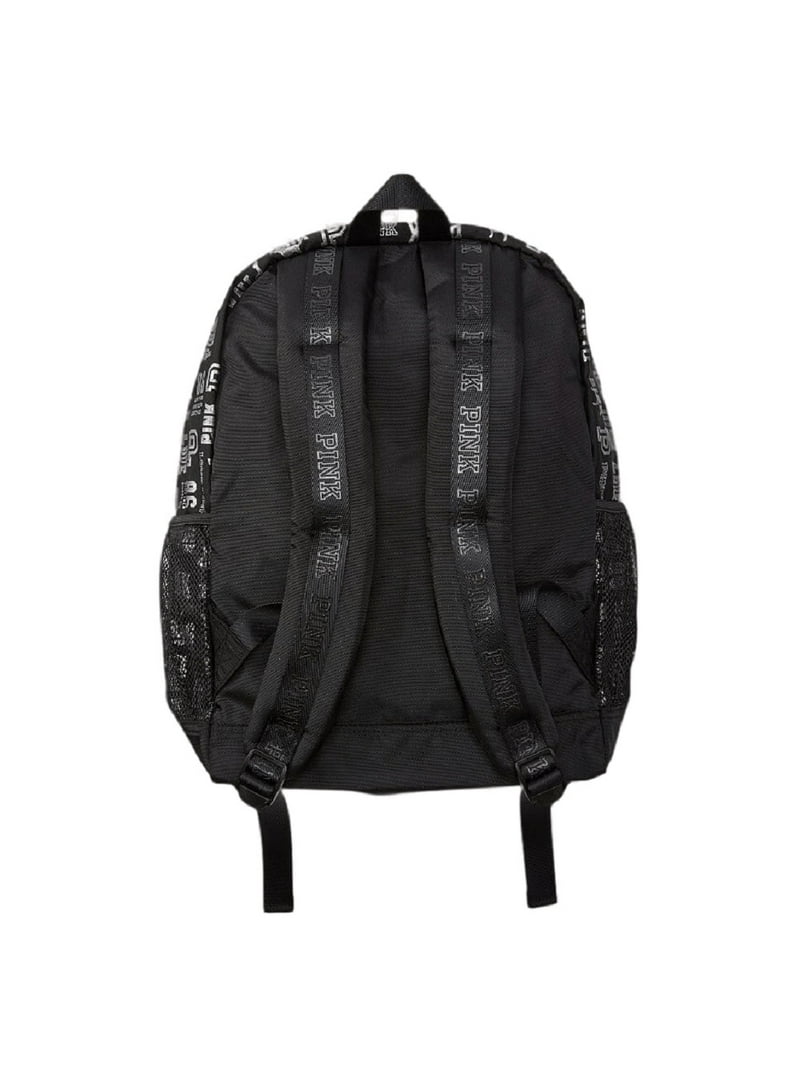 Victoria's Secret Pink 2022 Backpack, Black Silver Logo, Recycled