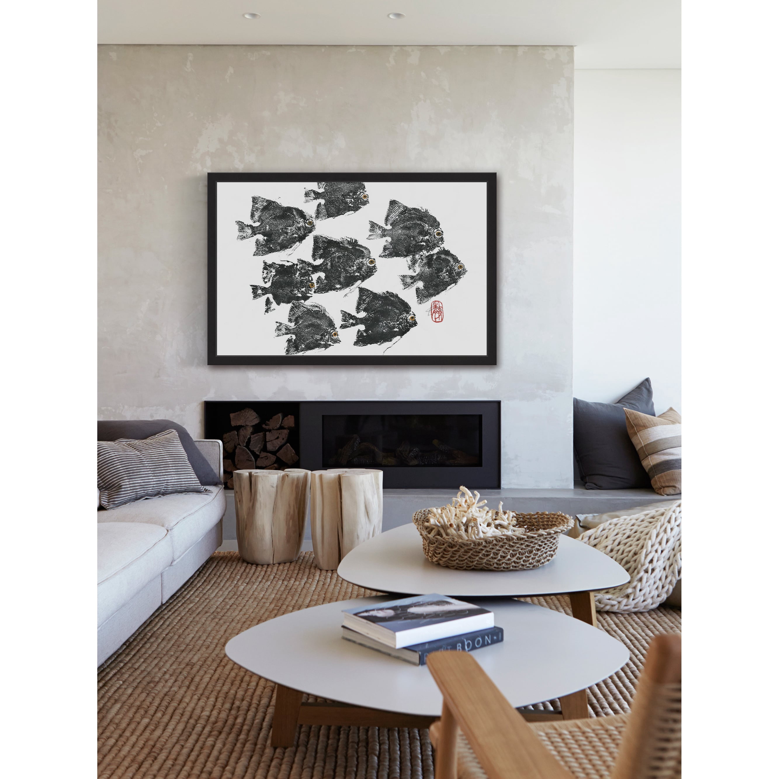"Racing Fish" Framed Painting Print