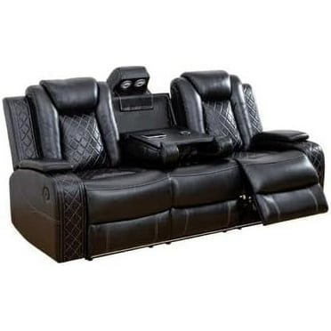 Multifunction Power Air Leather Recliner Sofa with LED Lights, Living Room Furniture, Reclining Sofa, loveseat, Chair with USB Port/Storage