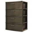 thumbnail image 3 of (2 pack) Sterilite 4 Drawer Wide Weave Tower, Plastic Décor Drawers with Pull Handles, Brown, 3 of 11