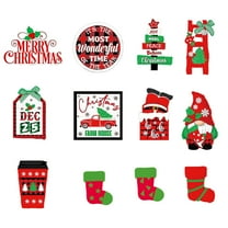 14Pcs Christmas Tiered Tray Decor Xmas Tree Wooden Rustic Farmhouse Ornament