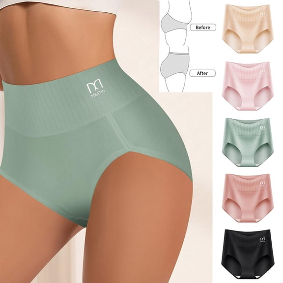 Bxsruta Women's Plus Size High-Waisted Seamless Shapewear Briefs, Tummy Control and Butt Lifting, Breathable for Daily Wear and Sleep