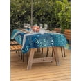 thumbnail image 4 of 60x120 Inch Outdoor Tablecloth with Umbrella Hole Zipper Rectangle Teal Coastal Starfish Rectangular Tablecloths Outside Waterproof Summer Watercolor Ocean Patio Table Cloth Cover for Picnic Party, 4 of 8
