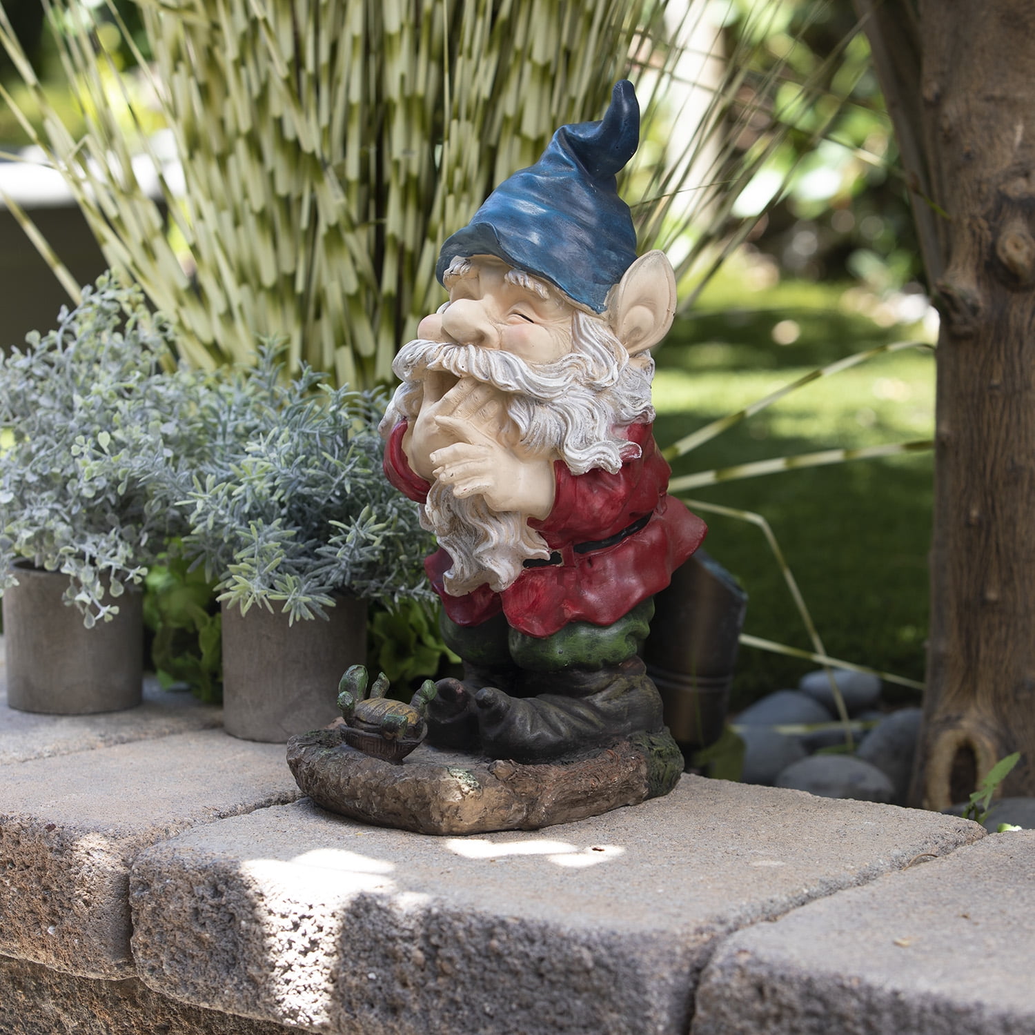 5" Hand Painted Ethnic Soil Brother Gnomes Plant/Garden Decor Collectible