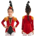 thumbnail image 3 of MSemis Kids Girls Circus Ringmaster Bodysuit Red Showman Tassels Jumpsuit Fancy Dress, 3 of 6