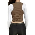 thumbnail image 3 of Gzhioc Women Irregular Short Vest, Adults Button-down Solid Color U-shaped Neck Cardigan,S-XXL, 3 of 4