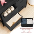 thumbnail image 4 of Nightstand, Bedside Table with 2 Storage Drawers, Wooden Top Fabric Cabinet Kids Mini Dresser for Bedroom, Closet, Entryway, College Dorm, Black, 4 of 7