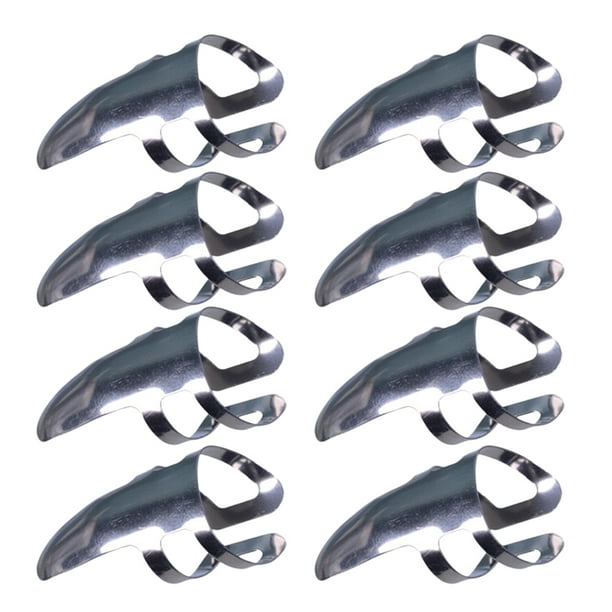 EeaseMX 9pcs púas de dedo de acero inoxidable Púas individuales Índice Púas de bajo de guitarra Guitarra (Plata)