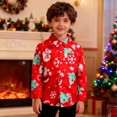 thumbnail image 5 of CONFREE Christmas Boys Long Sleeve Shirts Lapel Xmas Graphic Soft Fall Winter Buttons Up Shirt for Kids, 5 of 7