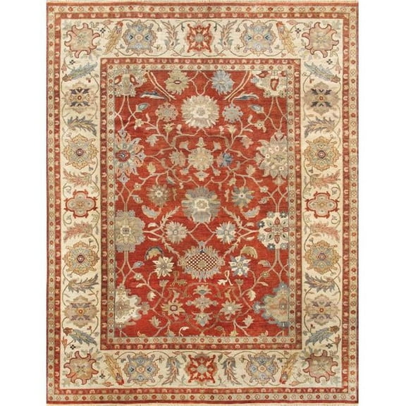 Pasargad Home Melody Collection Hand-Knotted Wool Area Rug  9' 0" X 11' 10"