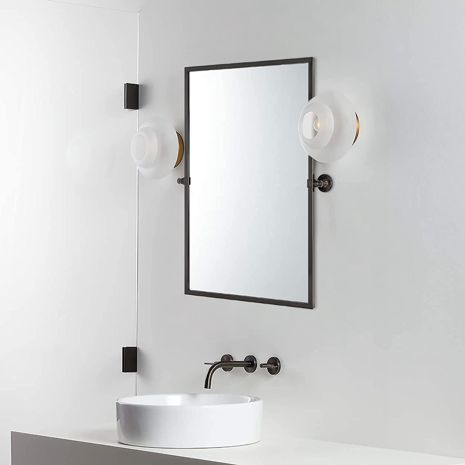 24x36'' Oil Rubebd Bronze Pivot Bathroom Vanity Mirror Large Metal
