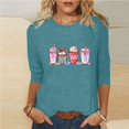 thumbnail image 1 of Meichang T-Shirts de la Saint-Valentin pour Femmes Col Rond Tops Graphiques Cœur d'Amour Manches 3/4 T-Shirts Mignons en Solde, 1 of 3
