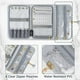 thumbnail image 5 of Rollos de joyería grises para viajar, estuche de viaje de cuero grande, organizador de collares de joyería portátil, caja de almacenamiento de pendientes para anillos de viaje, 5 of 5