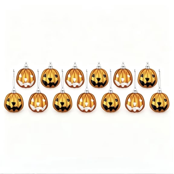 Pumpkin Ornaments, Multicolor Plastic Thanksgiving Halloween Decor, Matte Ball Ornaments with Two-Tone Smile Faces for Christmas Display, 2.0in