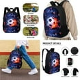 thumbnail image 2 of XYZCANDO Backpack Set for Student 17 Inch School Bag with Lunch Bag and Pencil Case, Splatter Water Fire Soccer Print Rucksack Travel Laptop Bag with Ergonomic Straps for Outdoor Hiking, 2 of 4