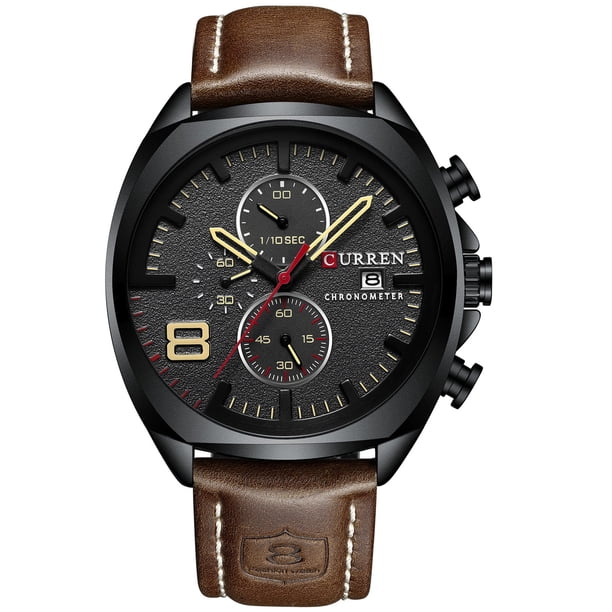 Reloj de pulsera informal de negocios con movimiento cronómetro de cuarzo para hombre