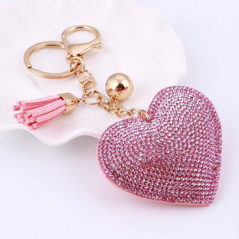 crown heart rhinestone keychain  crystal bag charm key ring Women Kids Gifts ZY