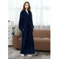 Womens Zip Up Fleece Robe Warm Loose Flannel Fleece Bathrobe Plush
