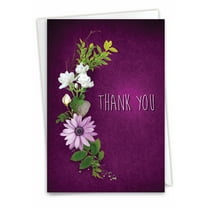 NobleWorks Birthday Thank You Paper Card with 5 x 7 Inch Envelope (1 Card) Many Thanks - Purple C6842GTBG