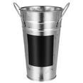 thumbnail image 2 of 1Pc Iron Sheet Flower Bucket with Waterproof Blackboard Sticker Hydroponics Flower Container Garden Planter Display Flower Tub for Flower Shop Silver (20cm Height), 2 of 4