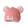 thumbnail image 2 of Eltusu Girls Beanies with Pompom, Cute Stretch Winter Warm Knit Hats Pink Size 1-6 T, 2 of 3