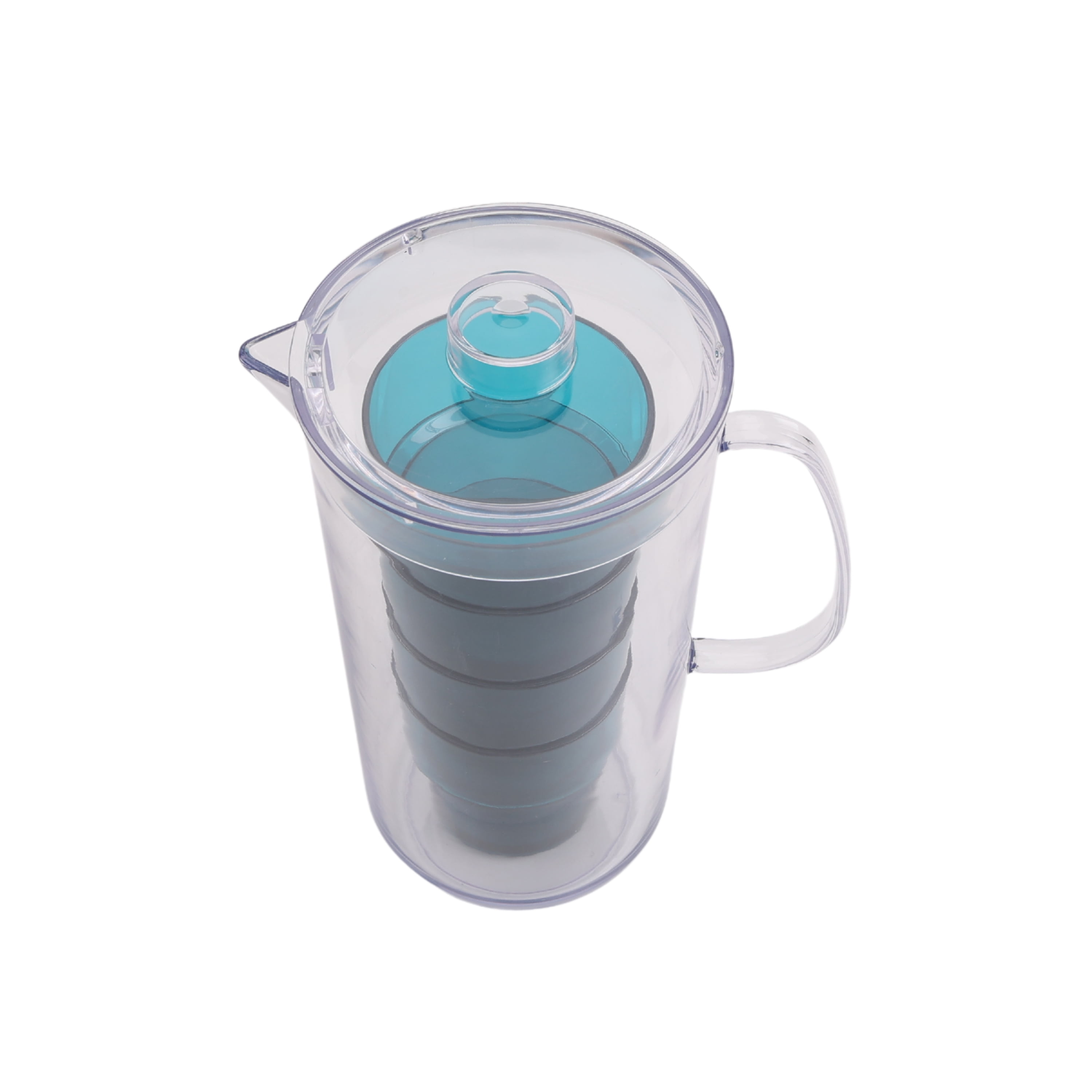 Mainstays 3-Quart Acrylic Pitcher with Stackable Tumbler Pitcher Set, Teal