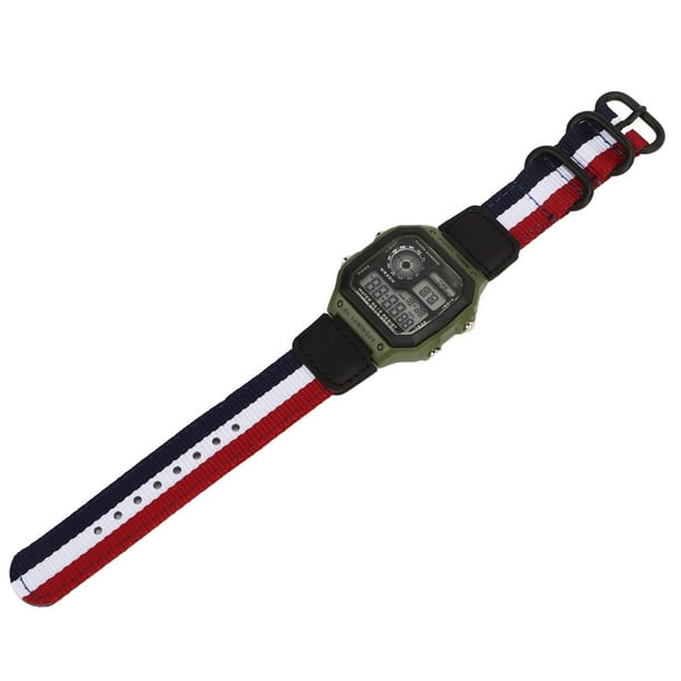 Reloj deportivo digital con correa de lona, luminoso, resistente al agua, reloj deportivo retro para deportes al aire libre, tres colores YUNYI BRAND Deportes