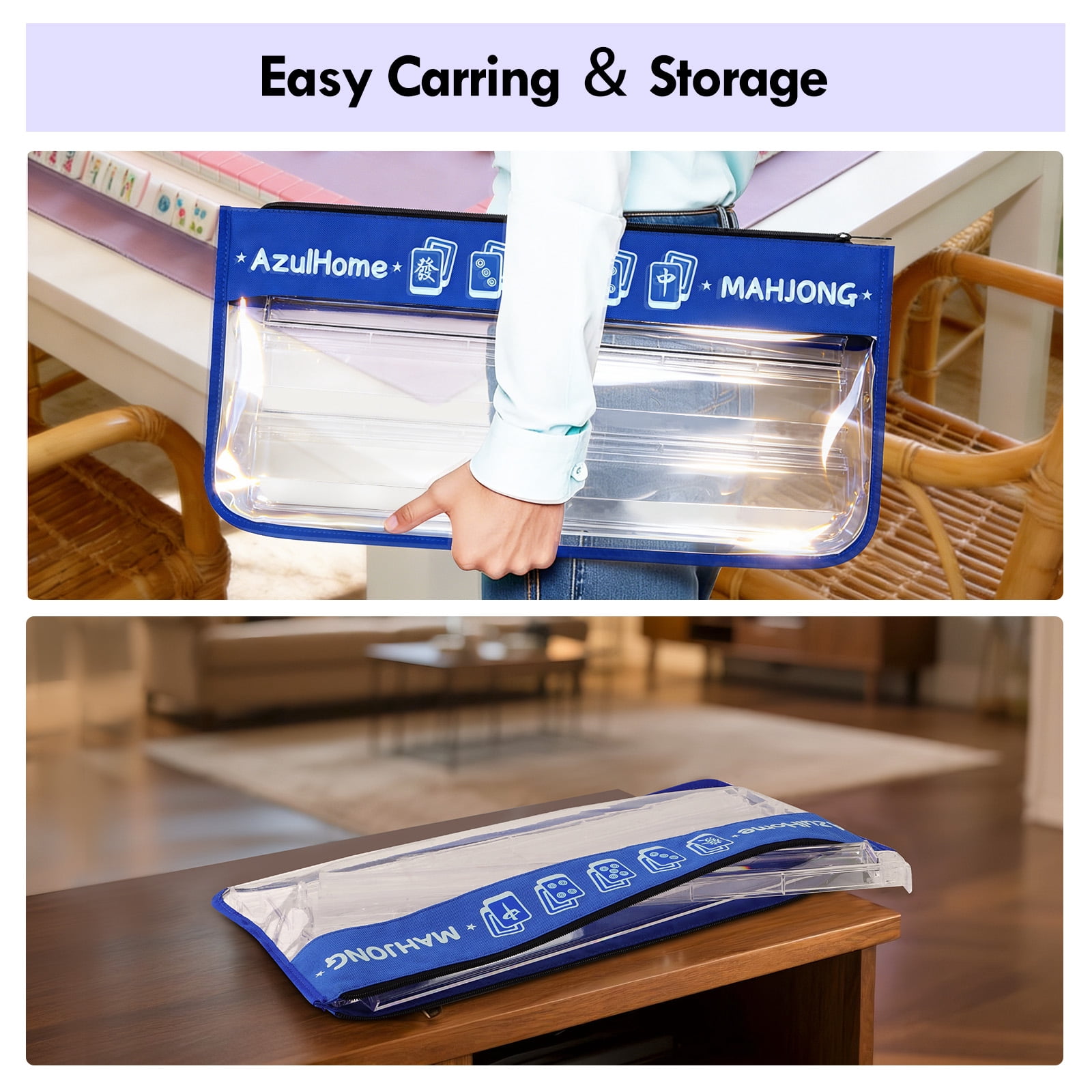 4-Pack All-in-One Acrylic Mahjong Rack & Pusher Combo for American Mahjong (Clear)