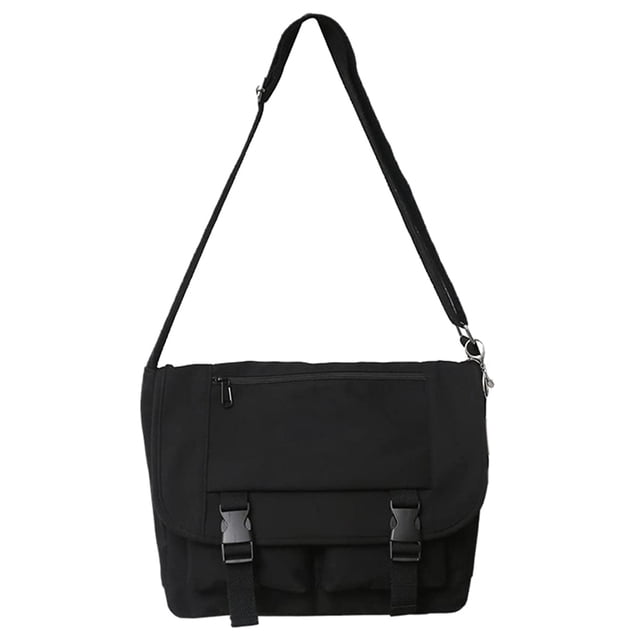 Bolso de mensajero casual de moda Bolso de hombro simple Bolso de lona de temperamento negro