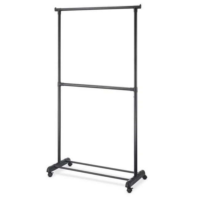 Whitmor 6898-10159 18.5 x 37.25 x 70.25 in. Adjustable 2-Rod Garment Rack, Black