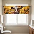 thumbnail image 5 of Sunflower Cow Print Kitchen Short Curtains, Rustic Farmhouse Rod Pocket Window Tier Curtains for Country Kitchen Cafe Window Decor, 5 of 7