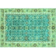 thumbnail image 1 of Ahgly Company Machine Washable Indoor Rectangle Oriental Turquoise Blue Traditional Area Rugs, 7' x 9', 1 of 4