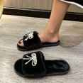 thumbnail image 4 of JUSLIO Womens House Slippers, Indoor House Slippers Open Toe Slides Slip On Fuzzy Plush Flat Sole Non Slip Slippers Black, 4 of 7