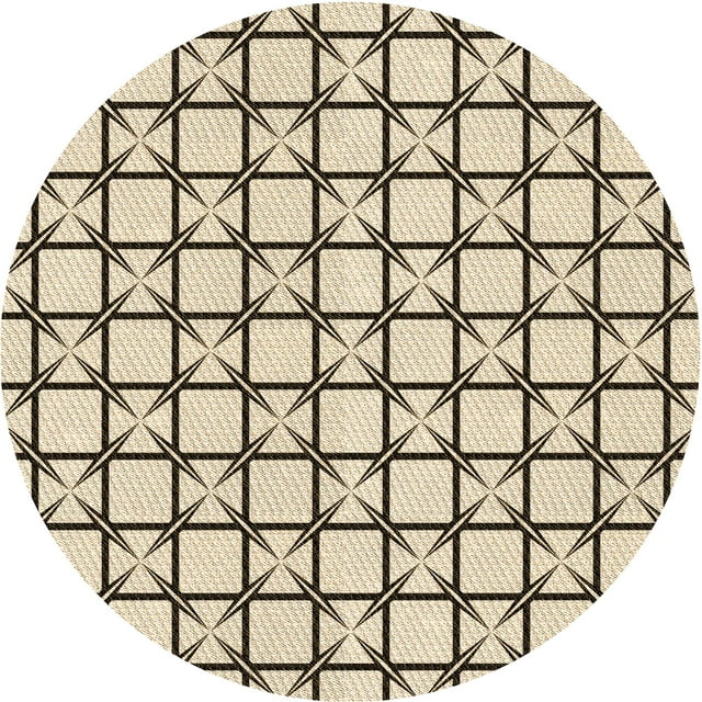 Ahgly Company Tapis Rond Lavable en Machine Intérieur Transitionnel Beige Blé, 5 Pieds Rond