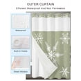 thumbnail image 2 of No Hook Cloth Fabric Shower Curtain with Snap in Liner, Sage Green Christmas Waterproof Shower Curtains Set with See Through Top Window, Xmas Snowflake Winter Bath Curtains Shower 72"x72", 2 of 6