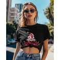 thumbnail image 4 of T Shirts for Women Short Sleeve Cotton Crewneck T-Shirt, Merry Christmas Red Gnome Holly Leaves Tee Tops Casual Basic T-Shirts, XS-5XL Black XS, 4 of 7