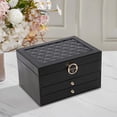 thumbnail image 6 of Behome Jewelry Box, PU Leather 3 Layer Jewelry Organizer Storage with 2 Drawers, Lockable Jewelry Display Case for Women Earring, Ring, Necklace, Bracelets, 6 of 6