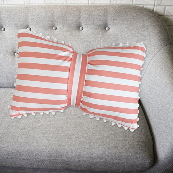 Konghyp Polka Dots Bow Pillow, Velvet Lumbar Cushion, Decorative Pillow for Living Room, Office, Unique Detachable Design, Stylish Home Accent