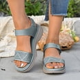 thumbnail image 2 of LOVZFMLL Women's Sandals Comfort Walking Hiking Wedges Sandals with Arch Support Open Toe Ankle Strap Casual Summer Sandals Sky Blue 9, 2 of 9