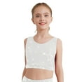 thumbnail image 4 of Sholeno Kids Girls Sparkle Sports Bra Criss Cross Back Gymnastics Yoga Tank Vest Ballet Dance Tops Bralette White 10, 4 of 7