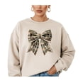 thumbnail image 2 of Ink Printed Image NOT Fabric and Pearls Camo Coquette Bow with Pearl Trim Sweatshirt Sand Sweatshirt Adult Medium, 2 of 8