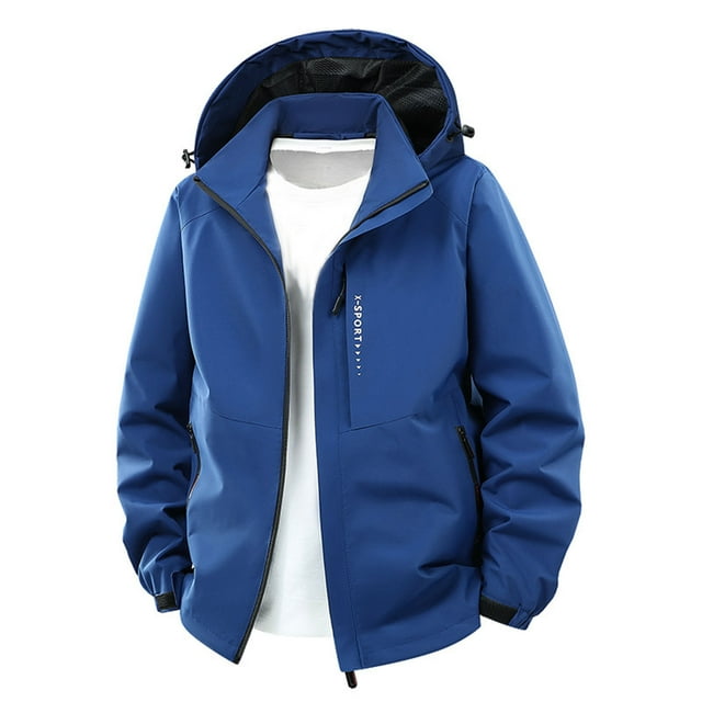 RXMEKW Veste Légère à Capuche pour Hommes, Coupe-Vent en Polyester avec Multiples Poches pour Randonnée, Travail, et Tenue Décontractée en Plein Air