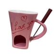 thumbnail image 1 of Taza para fondue de chocolate con tenedor, calentador de queso y mantequillera individual, ideal Corazón rosa, 1 of 9