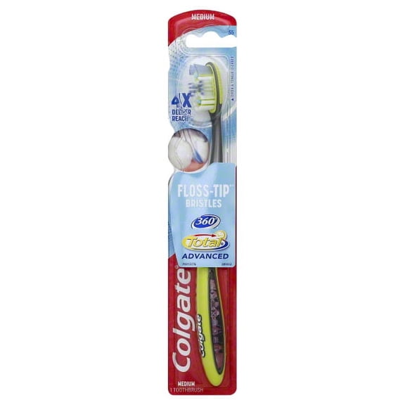 Colgate 360 Total Advanced Floss Tip Toothbrush, Medium