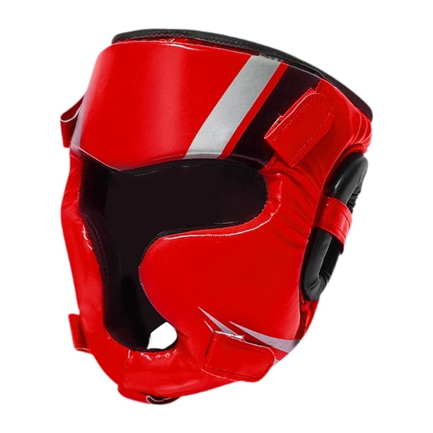 Casco de boxeo Protección de la cara completa Guardia cómoda en la frente del equipo de la cabeza ajustable y la protección del oído para los hombres M rojo