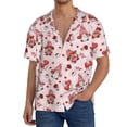 thumbnail image 1 of Balery Valentine's Day gnome Camisa Casual de Manga Corta con Botones para Hombre, Texturizada, Estilo Cubano, para Playa, Verano-Small, 1 of 5